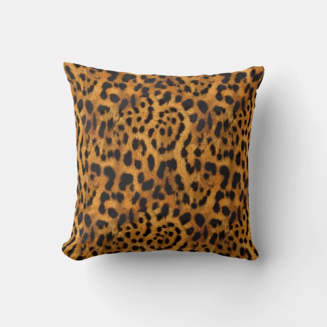 Girly Elegant Chic Wild Jaguar Skin Print Cushion (Front)