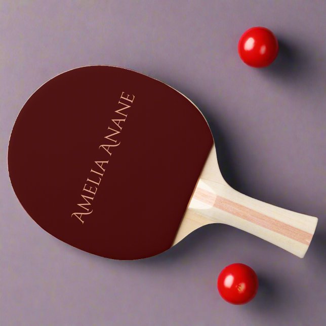 Girly Elegant Dark Red & Gold Script Monogram Ping Pong Paddle (Creator Uploaded)