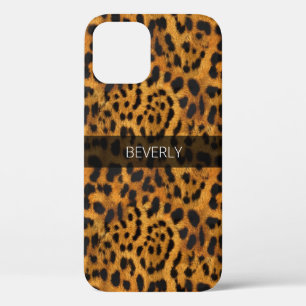 Girly Elegant Jaguar Skin Print Name Personalised iPhone 12 Pro Case