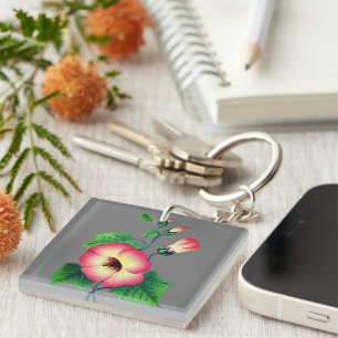 Girly Elegant pink pansies Key Ring