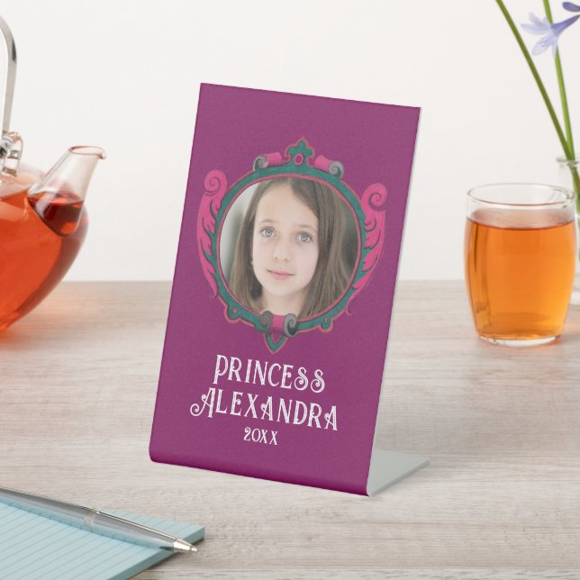 Girly Elegant Purple And Pink Royal Frame Photo  Pedestal Sign (In SItu)