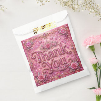 Girly Elegant Sparkly Blush Pink Rose Thank You Favour Bag