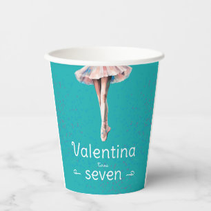 Girly Elegant Turquoise Tutu Ballerina Birthday Paper Cups