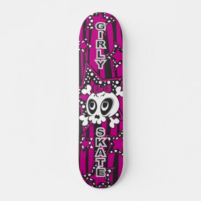 Girly Emo Skull Skateboard (Front)