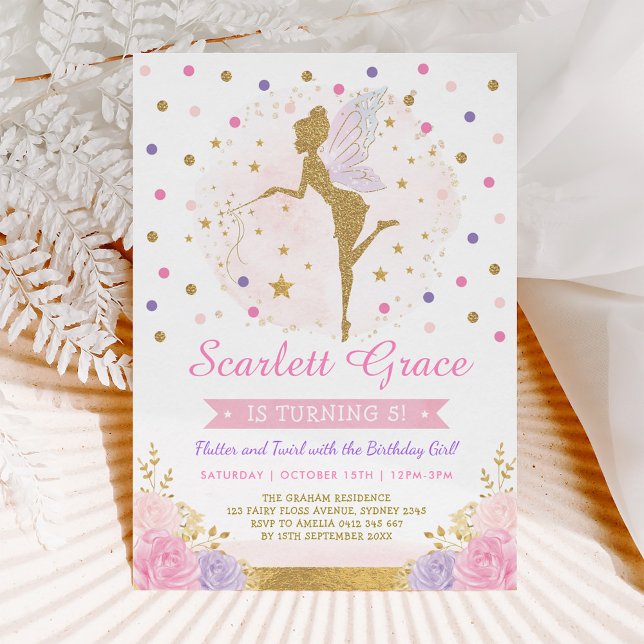 Girly Fairy Blush Pink Floral Floral Birthday Invitation (Creator Uploaded)