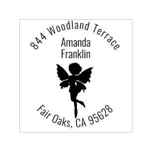 Girly Fairy Round Return Address Self Inking Stamp