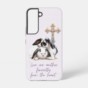 Girly Faith Grey Dot Rabbit Pastel Cross Samsung Galaxy Case
