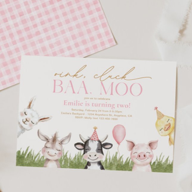 Girly Farm Birthday Party Invitation (Creator Uploaded)