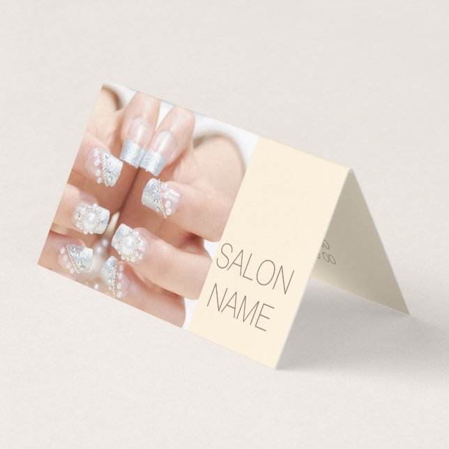 girly fashion beauty nail artist nail salon business card (Front)