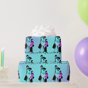 Girly fashion models shopping paris wrapping paper