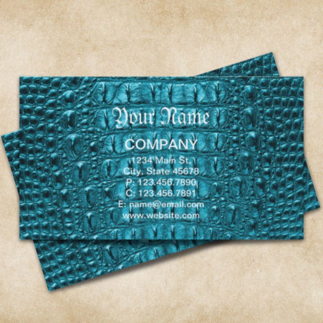 girly fashion turquoise blue Alligator Leather Business Card (girly fashion turquoise blue Alligator Leather Business Card)