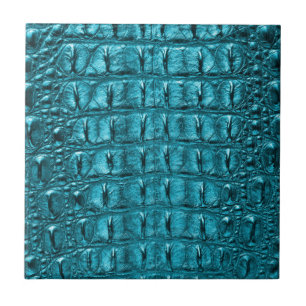 girly fashion turquoise blue Alligator Leather Tile