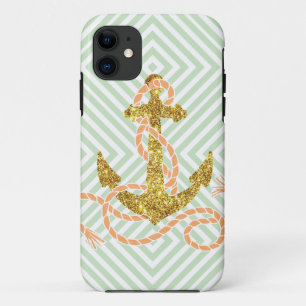 Girly Faux Glitter Anchor iPhone 11 Case