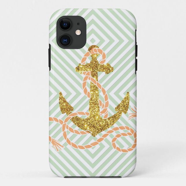 Girly Faux Glitter Anchor Case-Mate iPhone Case (Back)