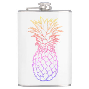 Girly Faux Glitter Pineapple White Flask 8oz