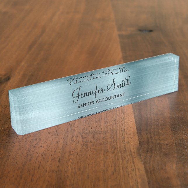 Girly Faux Light Blue Foil Nameplate (Side)