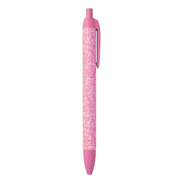 Girly Faux Pink Glitter Custom Black Ink Pen (Bottom (Vertical))