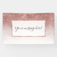 Girly Faux Rose Gold Sequin Glitter White Ombre