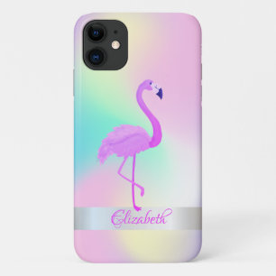 Girly Flamingo Holographic Ombre iPhone 11 Case