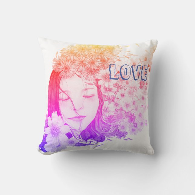 Girly Floral love power Cushion (Front)