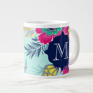 Girly Floral Paisley Monogram Giant Mug