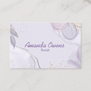 Girly Floral Purple Business Card