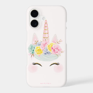 Girly Floral Unicorn Pink Gold Personalised