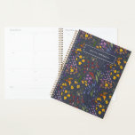 Girly floral wildflower cute purple personalised planner<br><div class="desc">Modern girly floral colourful and purple,  navy blue personalised name simple classy note book design.</div>