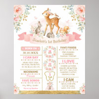 Girly Floral Woodland Deer Birthday Chalkboard