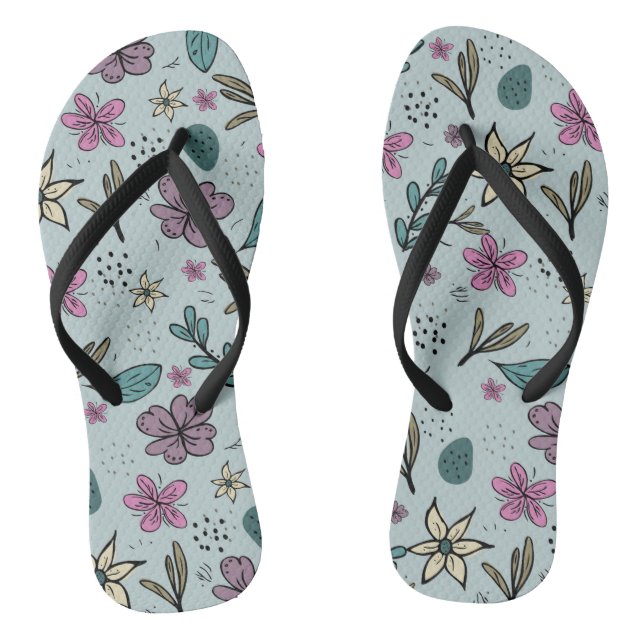 Girly Flower Art New Design Floral Aesthetic Flowe Thongs (Footbed)