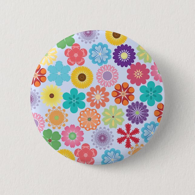Girly Flower Power Colourful Floral Pattern 6 Cm Round Badge (Front)