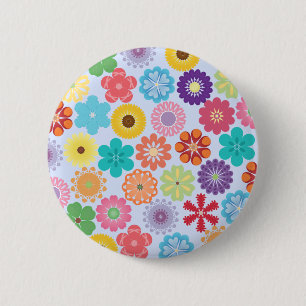 Girly Flower Power Colourful Floral Pattern 6 Cm Round Badge
