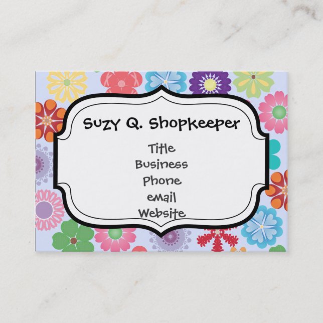 Girly Flower Power Colourful Floral Pattern Business Card (Front)