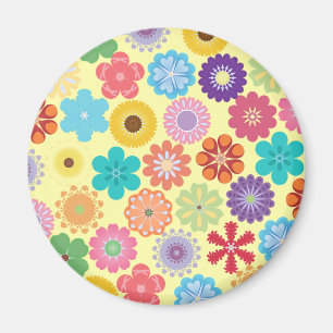 Girly Flower Power Colourful Floral Pattern Magnet