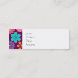 Girly Flower Power Colourful Floral Purple Pattern Mini Business Card