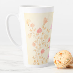 Girly Flowered Design with Pinks and Peach Latte Mug