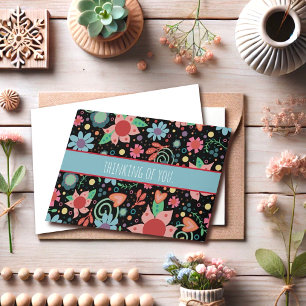 Girly Flowers Black Inspirivity Notecard