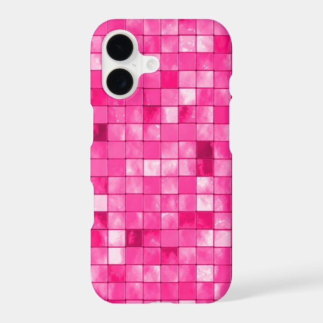 Girly Fuchsia Geometric Decorative Tile Pattern (Back)