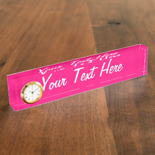 Girly Fuchsia Pink Custom Friendly Background Nameplate