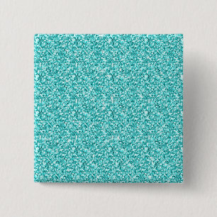 Girly, Fun Aqua Blue Glitter Printed 15 Cm Square Badge
