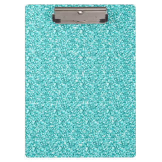 Girly, Fun Aqua Blue Glitter Printed Clipboard