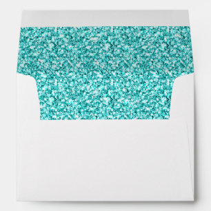 Girly, Fun Aqua Blue Glitter Printed Envelope
