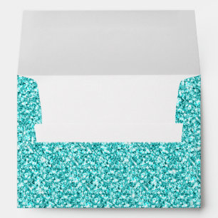 Girly, Fun Aqua Blue Glitter Printed Envelopes
