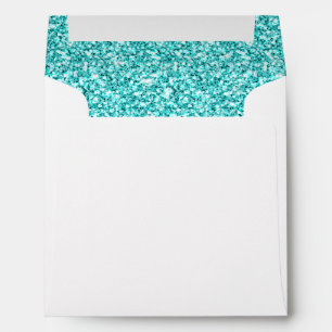 Girly, Fun Aqua Blue Glitter Printed Envelopes
