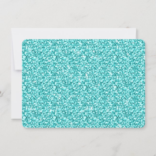 Girly, Fun Aqua Blue Glitter Printed Invitation (Front)