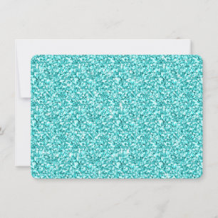 Girly, Fun Aqua Blue Glitter Printed Invitation