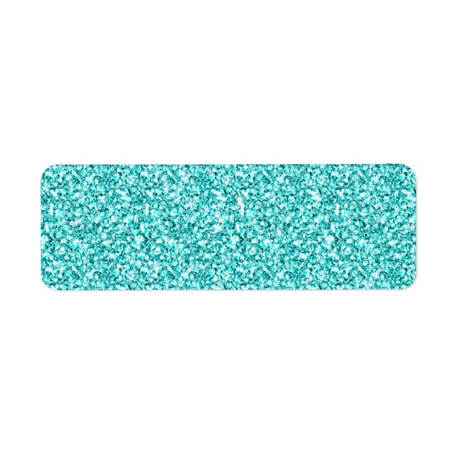 Girly, Fun Aqua Blue Glitter Printed Return Address Label (Front)