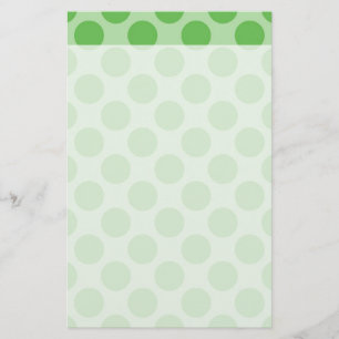 Girly Fun Cute Green Polka Dots Pattern on Green Stationery