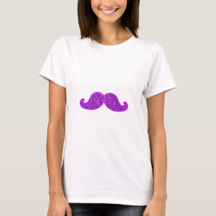 Girly fun retro moustache purple glitter T-Shirt