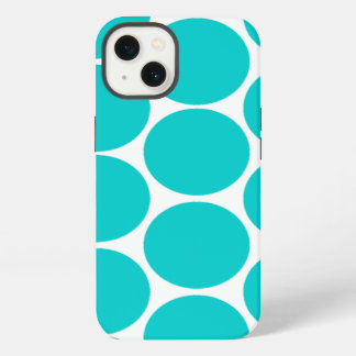 GIRLY FUN TEAL POLKA DOTS LARGE iPhone CASE